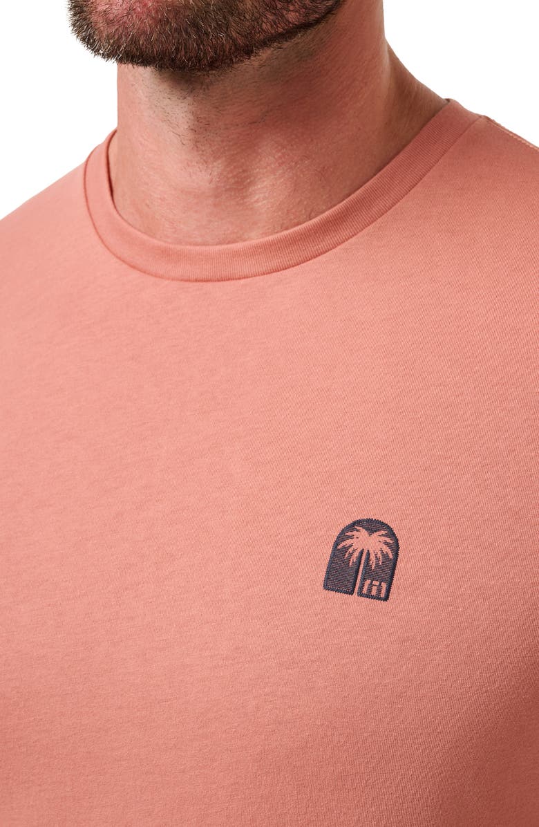 TravisMathew Top Places Embroidered Logo T-Shirt, Alternate, color, Brick Dust