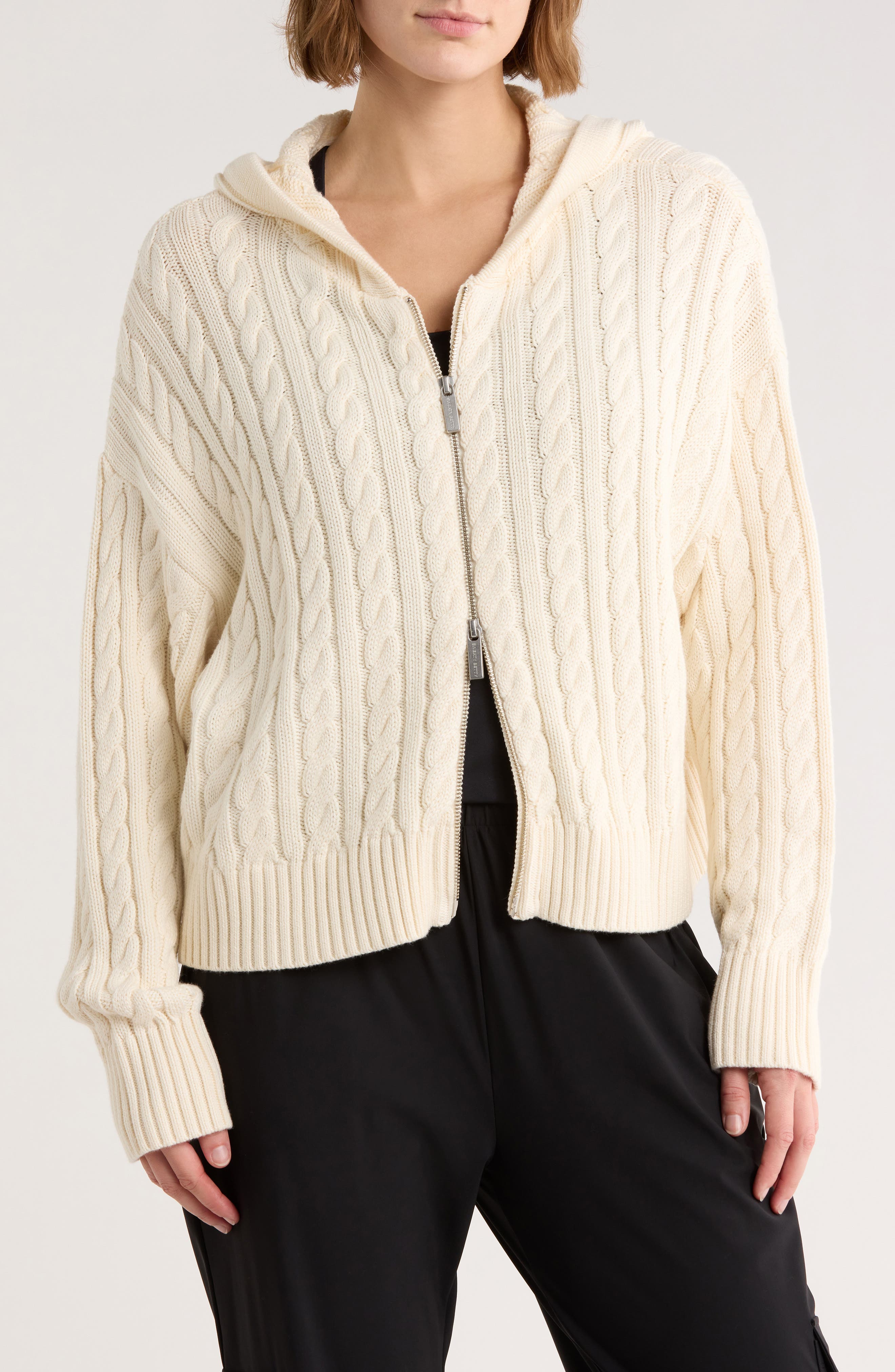 Sweaty Betty Afterglow Cable Knit Hooded Cardigan