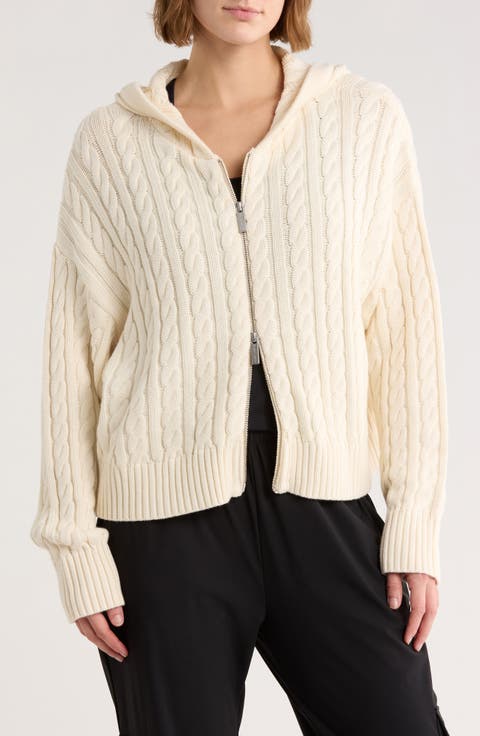 Afterglow Cable Knit Hooded Cardigan