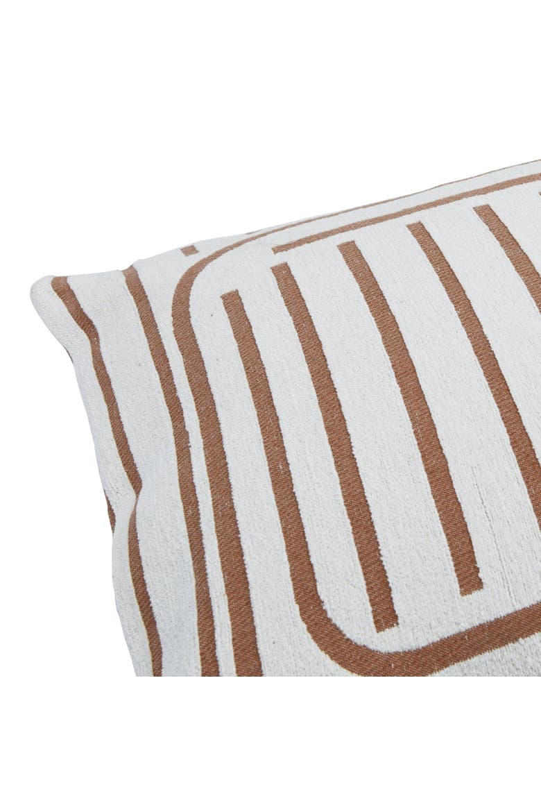 Woven Cotton Reversible Pillow with Lines, Alternate, color, Tan