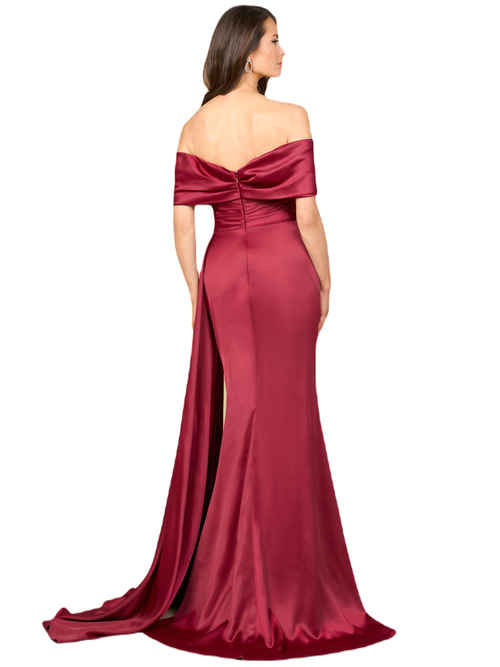 Lara New York Off Shoulder Satin Dress In Red