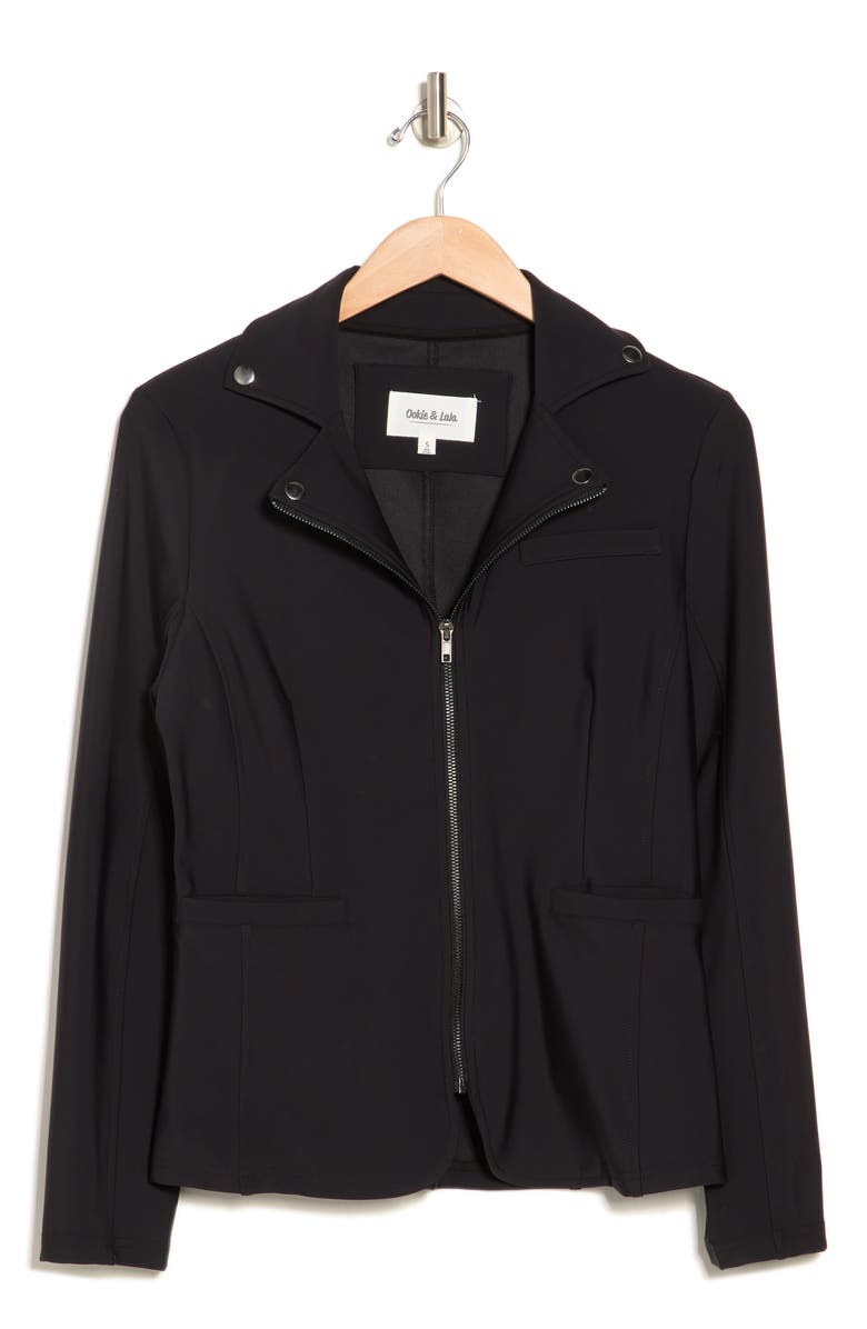 Ookie & Lala Scuba Knit Moto Jacket, Alternate, color,