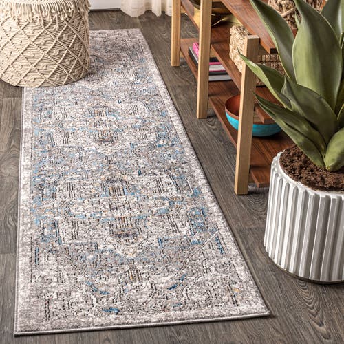 Jonathan Y Izmir Vintage Medallion Area Rug In Gray/mustard/turquoise