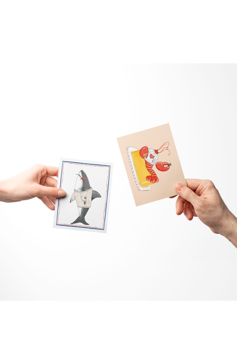 Ramus & Co Valentine's Day Friendship Greeting Card Pack Sets, 'Lobster Buttah Call, Sharky Love, Nautical LOVE Flags', Alternate, color, Multi-Pack
