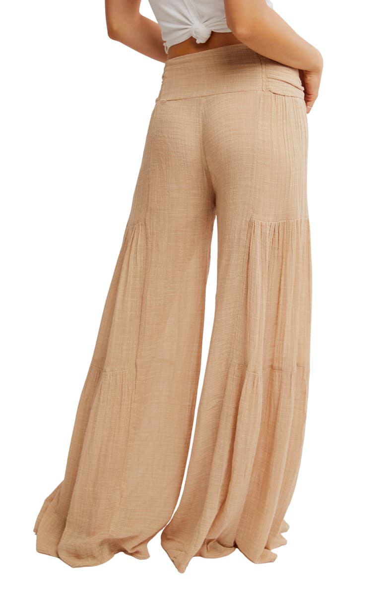 Free People Good Day Tie Waist Wide Leg Pants, Alternate, color, Sand