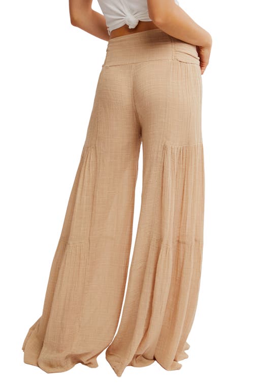 Free People Good Day Tie Waist Wide Leg Pants In Nude