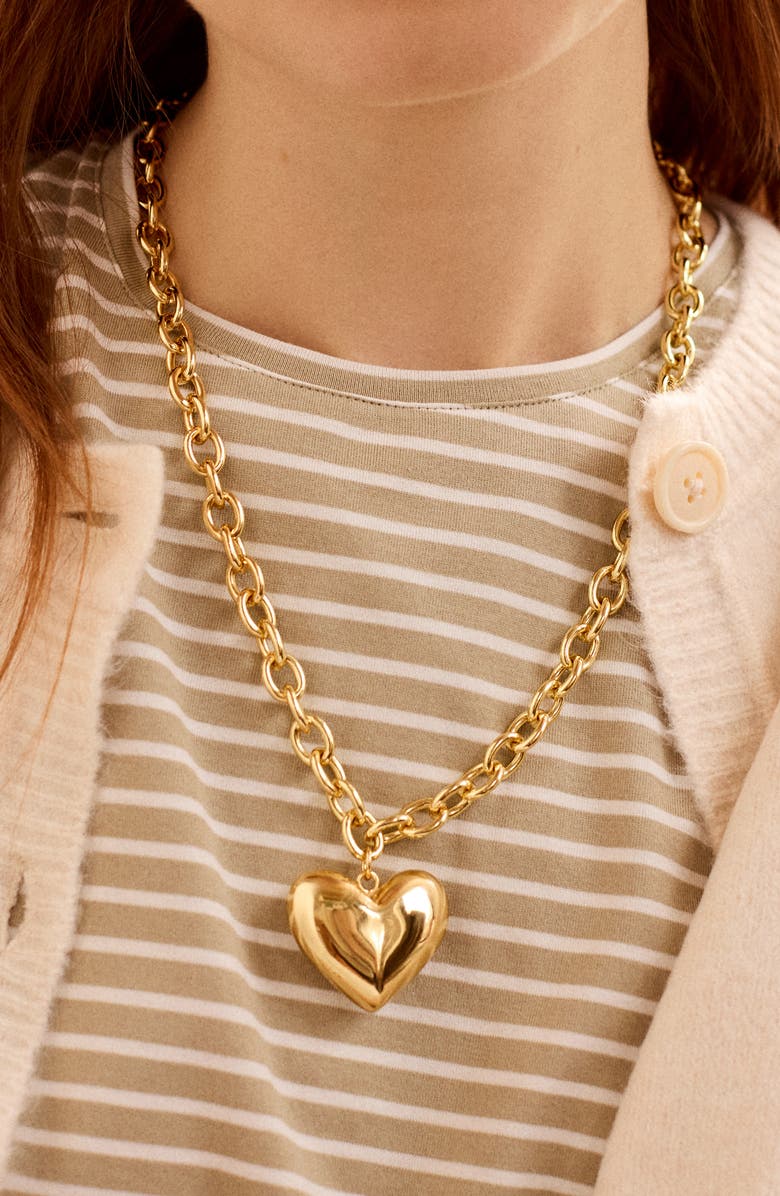BaubleBar Millie Heart Pendant Necklace, Alternate, color, Gold
