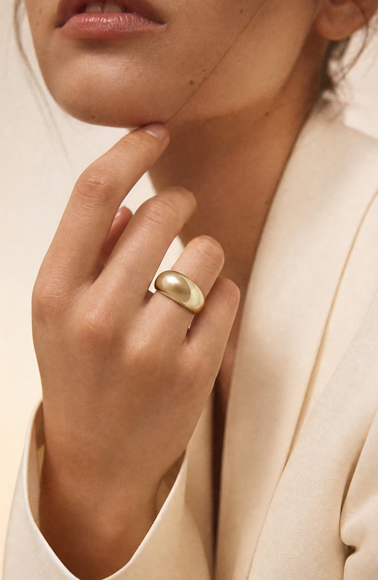 Argento Vivo Sterling Silver Puffy Dome Ring, Alternate, color, Gold