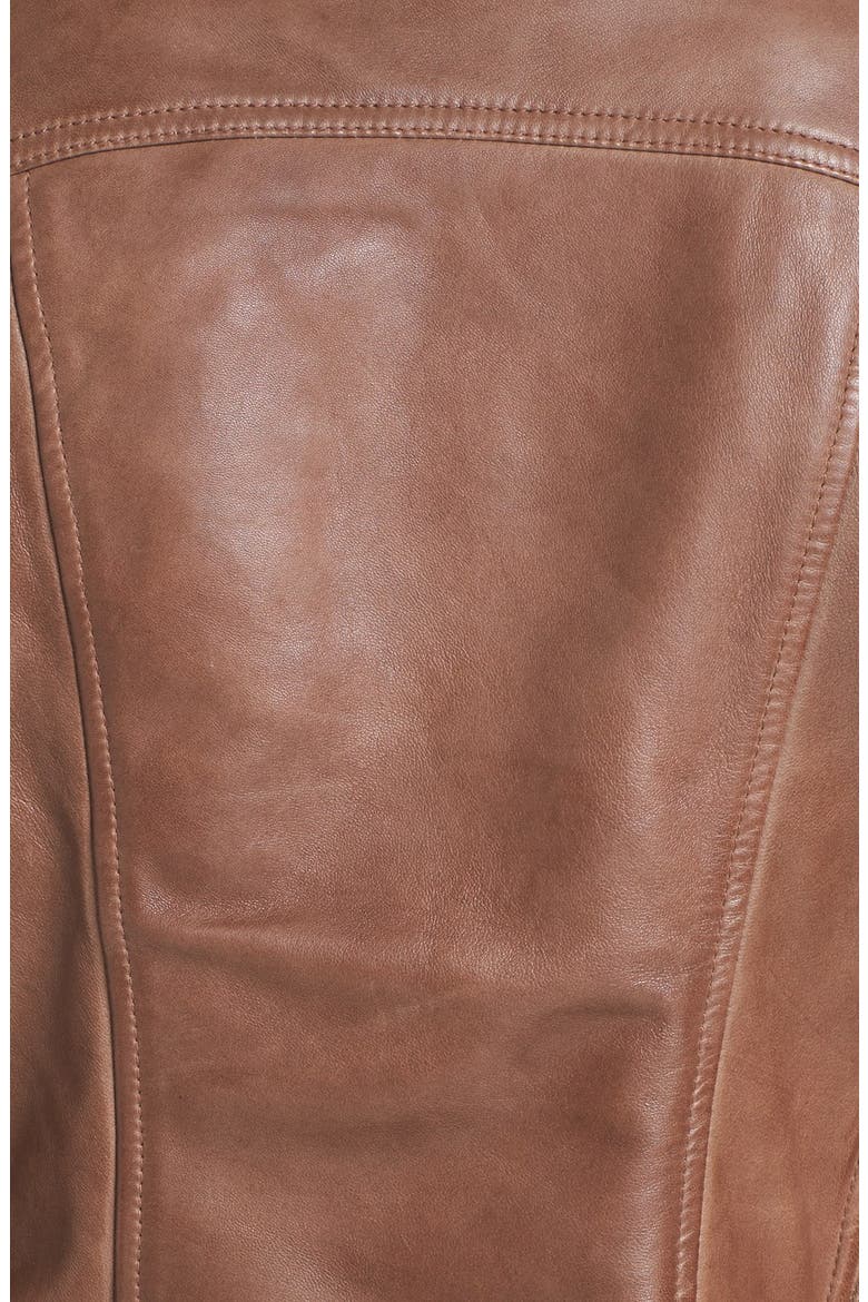 Ribbed Side Leather Jacket, Alternate, color, LUGGAGE
