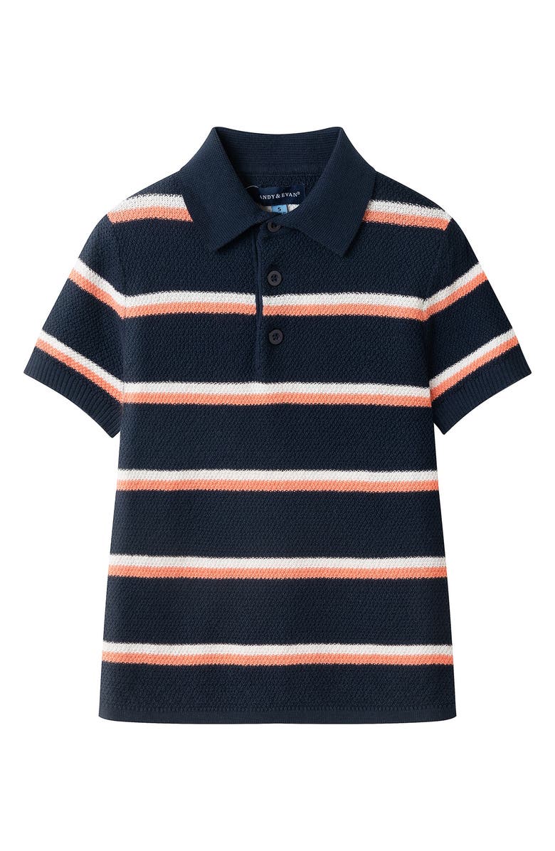 Andy & Evan Kids' Sweater Polo, Main, color, Navy Stripe