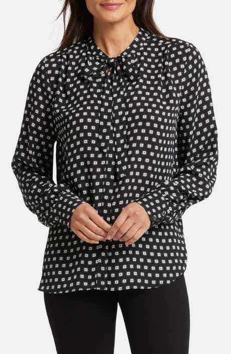 NYDJ Tie Neck Button-Up Shirt