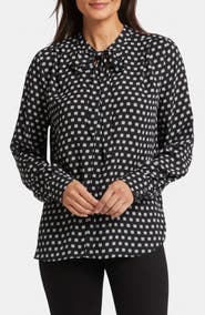NYDJ Tie Neck Button-Up Shirt