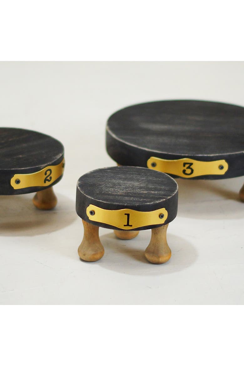 Wood Black Numbered Risers Set of 3, Decorative Wooden Display Risers for Farmhouse Home Décor, Alternate, color, Black