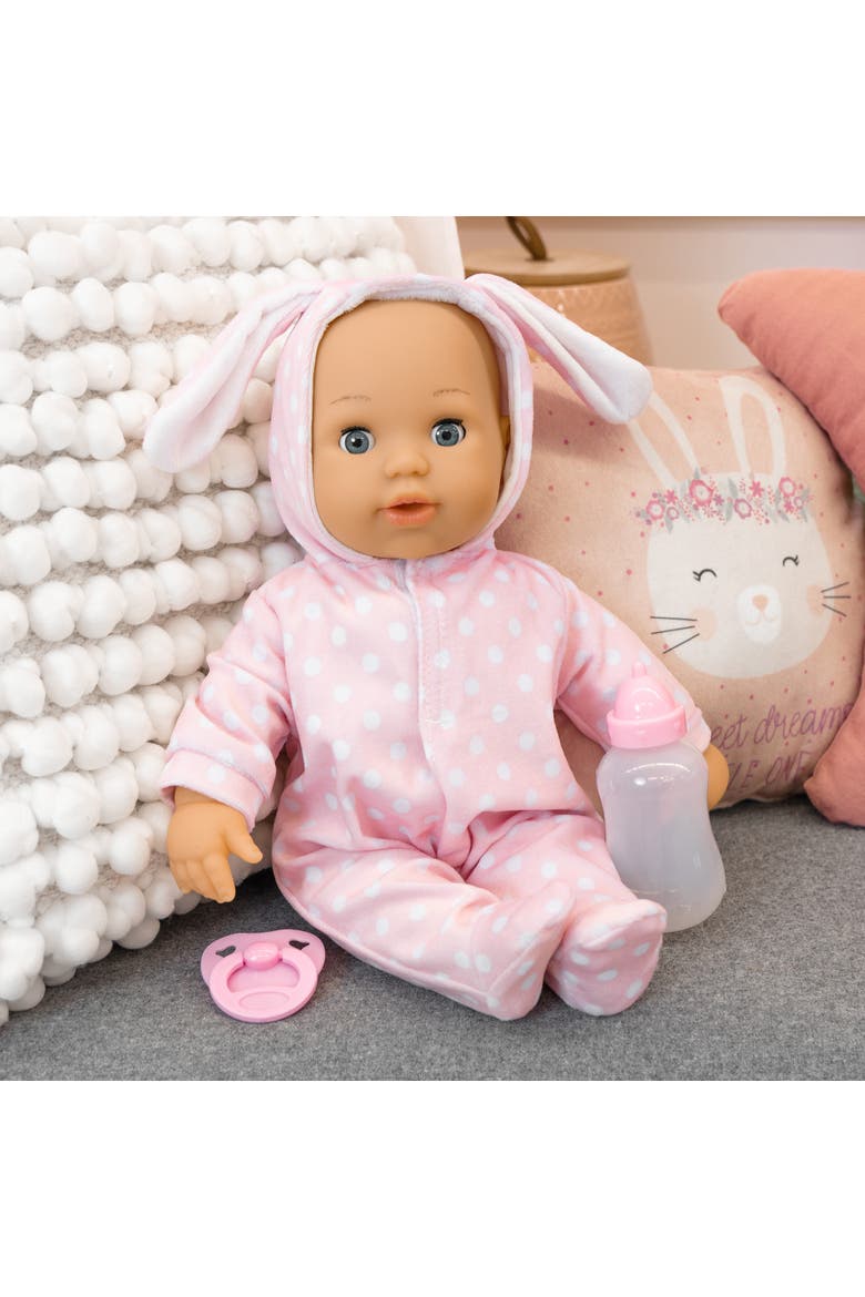 First Words Baby Anna Pink Bunny 24 Sounds 15" Doll Pacifier+Bottle, Alternate, color, Multicolored