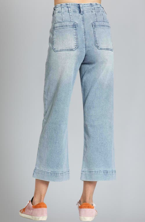 Apny Wide Leg Ankle Jeans In Light Indigo