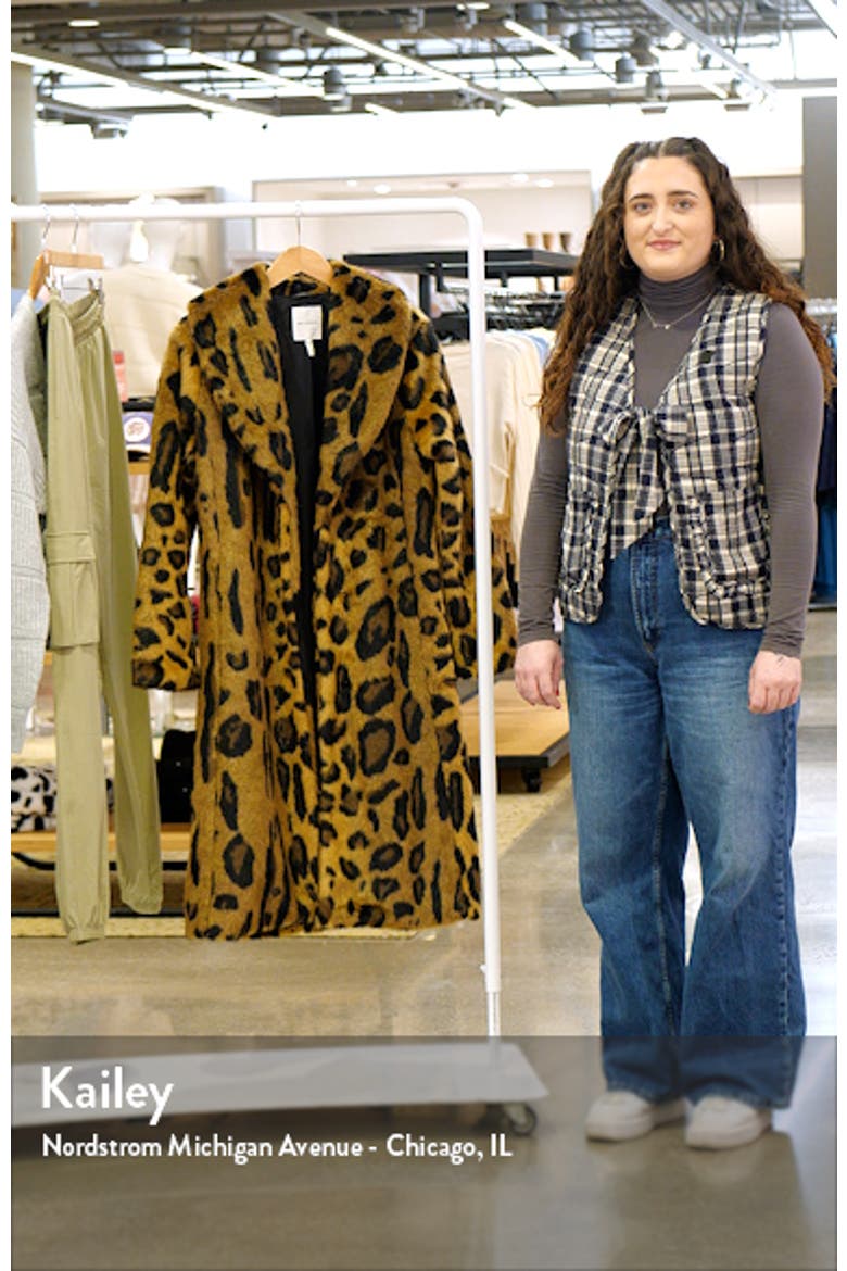 Leopard Print Shawl Collar Faux Fur Coat video