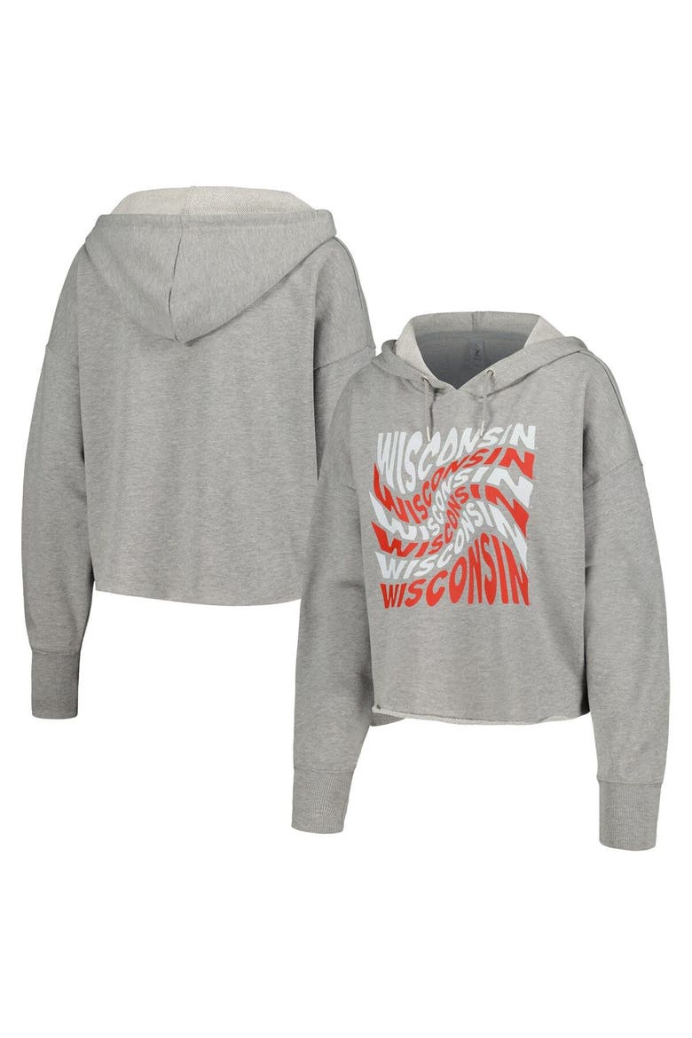Women's ZooZatz Gray Wisconsin Badgers Swirl Cropped Pullover Hoodie, Main, color, Gray