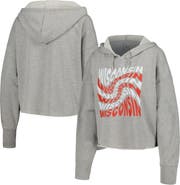 ZOOZATZ Women's ZooZatz Gray Wisconsin Badgers Swirl Cropped Pullover Hoodie