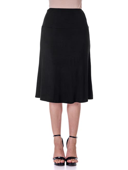 24seven Comfort Apparel A-LINE Elastic Waist Knee Length Skirt in Black  product