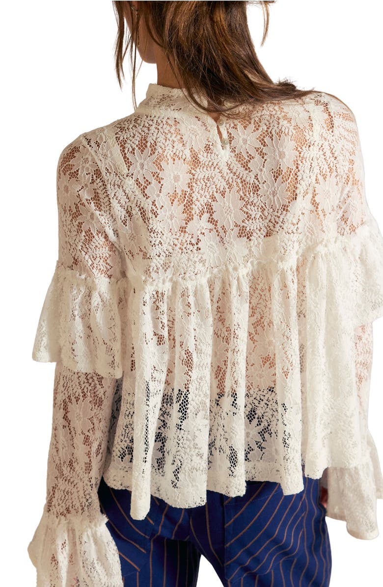 Free People Lilabeth Sheer Lace Top, Alternate, color, Clean Ivory