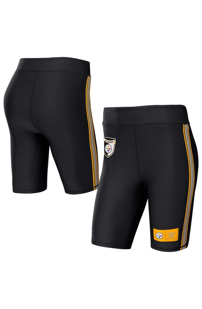 WEAR by Erin Andrews Women's WEAR by Erin Andrews Black Pittsburgh Steelers Biker Shorts, Main, color, Black