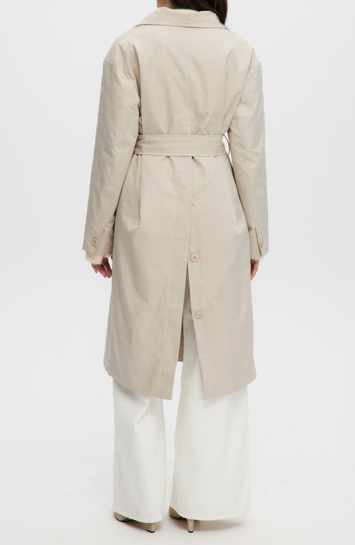 Noize Rose Tie Waist Trench Coat In Light Sand