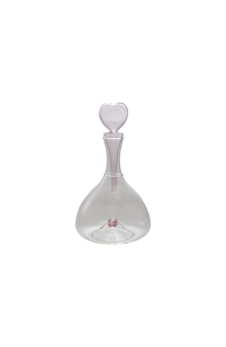 Storied Home 1.5 Quart Glass Decanter with Pink Heart Shaped Stopper, Clear, Main, color, Clear