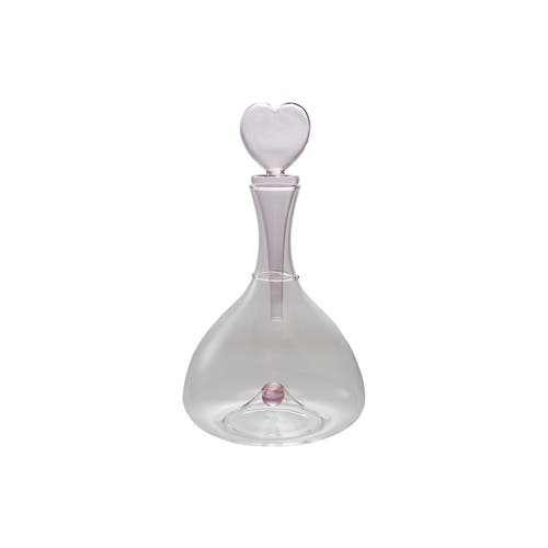 Storied Home 1.5 Quart Glass Decanter With Pink Heart Shaped Stopper, Clear In Transparent