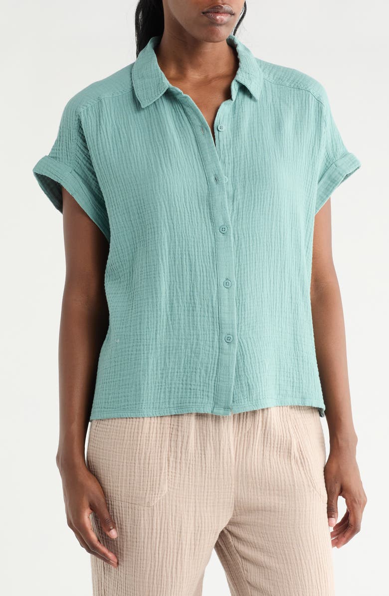Splendid Cotton Gauze Button-Up Shirt, Main, color, Lagoon