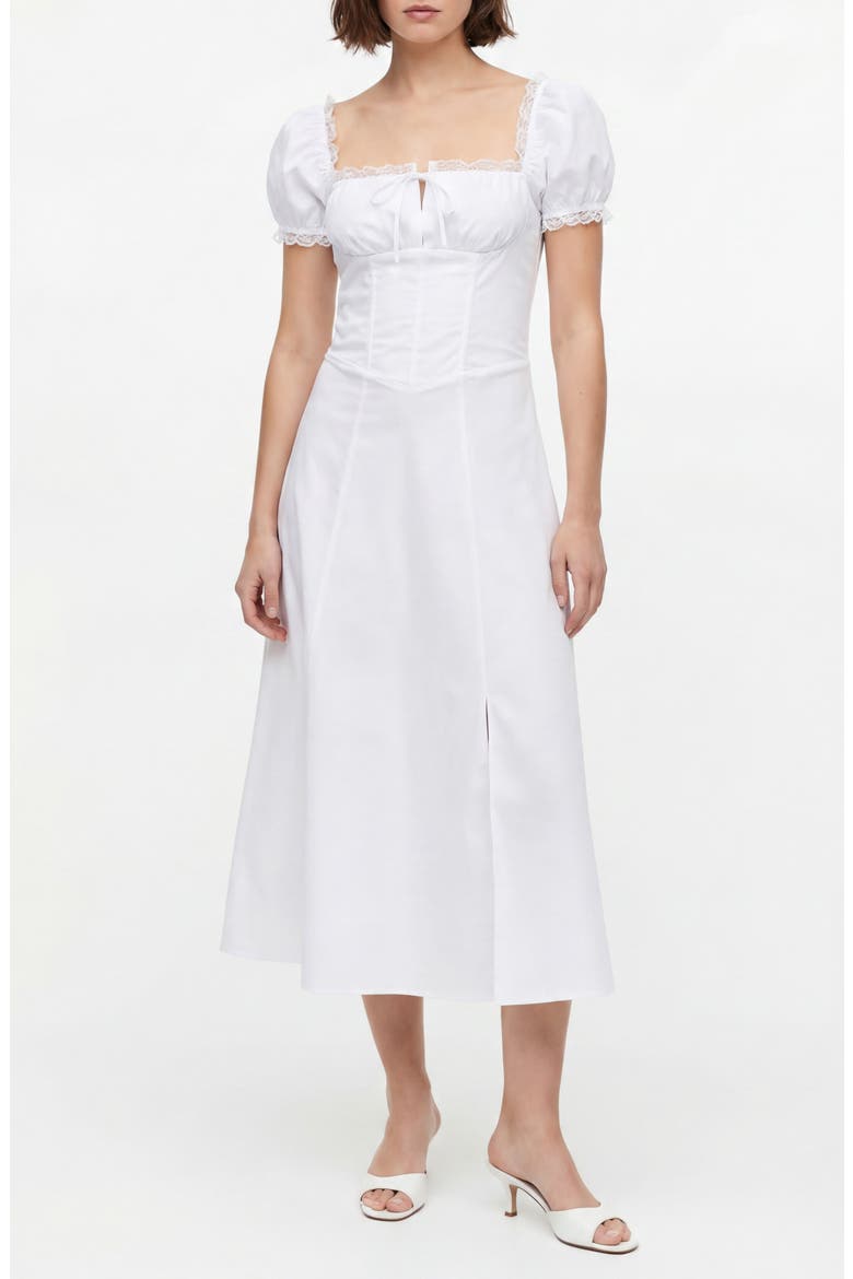 Juniper Lace Trim Midi Dress, Main, color, WHITE