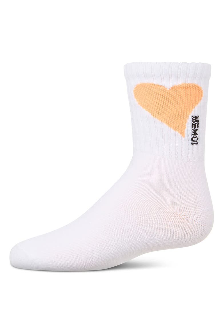 Single Heart Logo Crew Socks, Main, color, White
