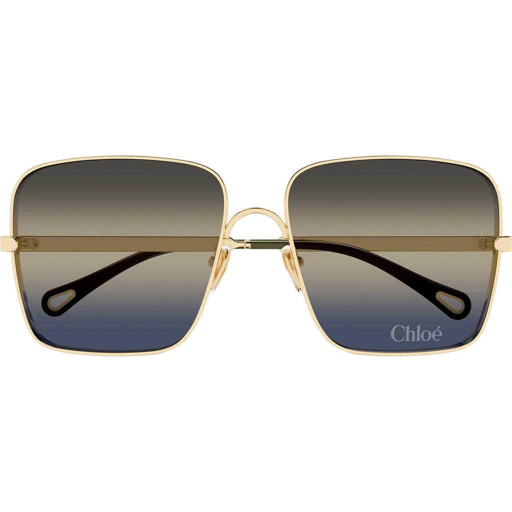 Chloé 61mm Gradient Square Sunglasses In Gold