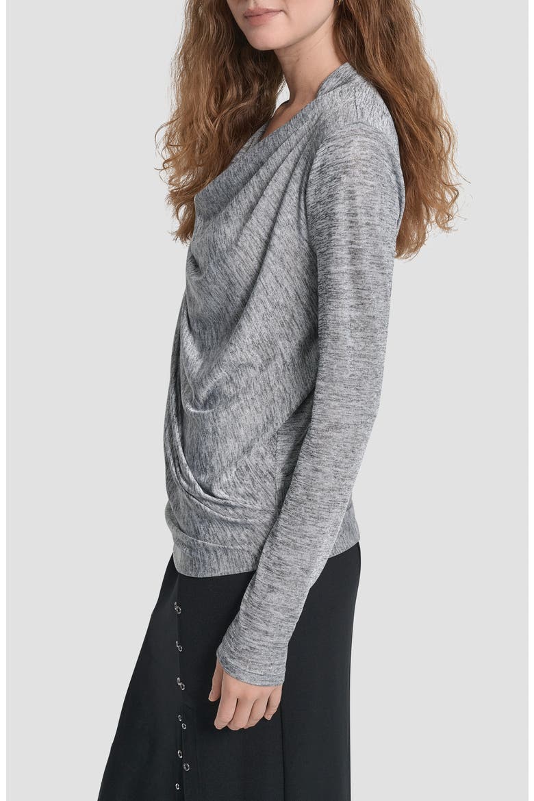 Heather Foil Drape Top, Alternate, color, GRAPHITE