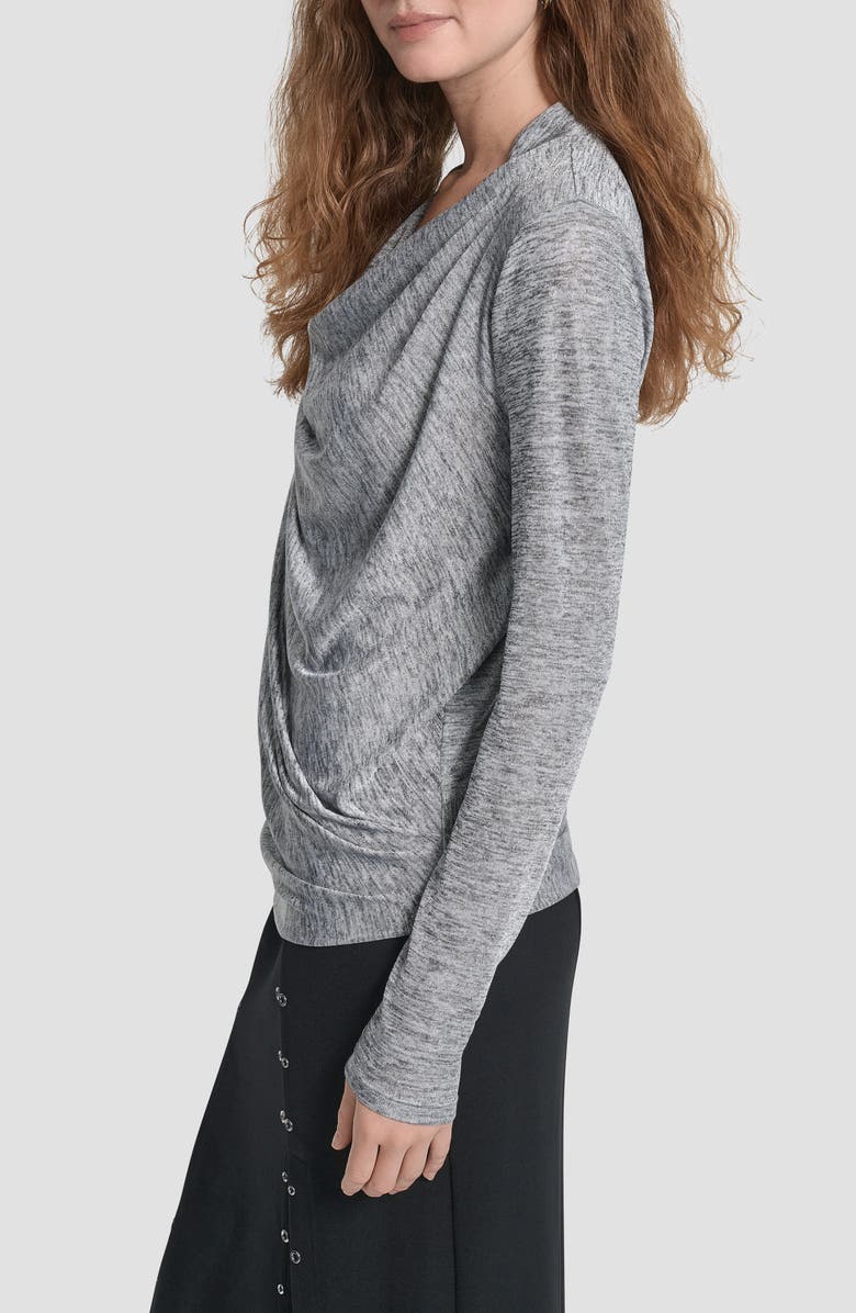 DKNY Heather Foil Drape Top, Alternate, color, Graphite