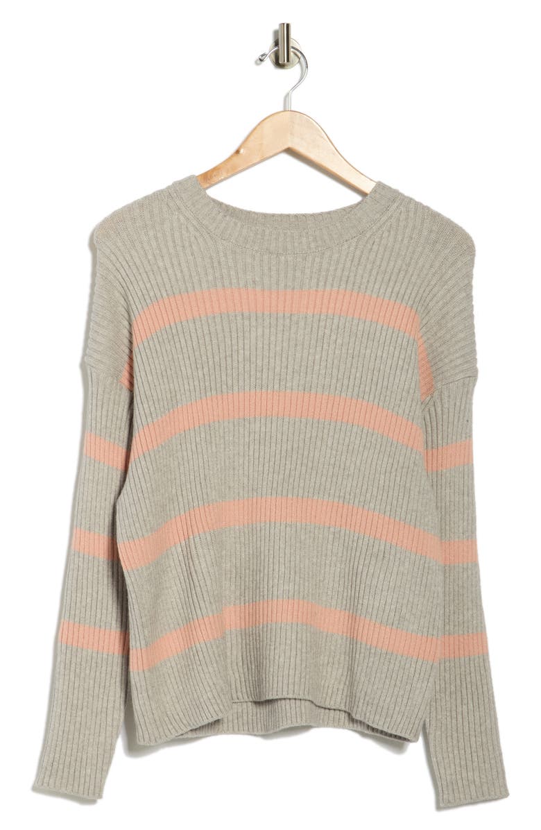 Vigoss Stripe Rib Knit Sweater, Alternate, color, Grey Combo