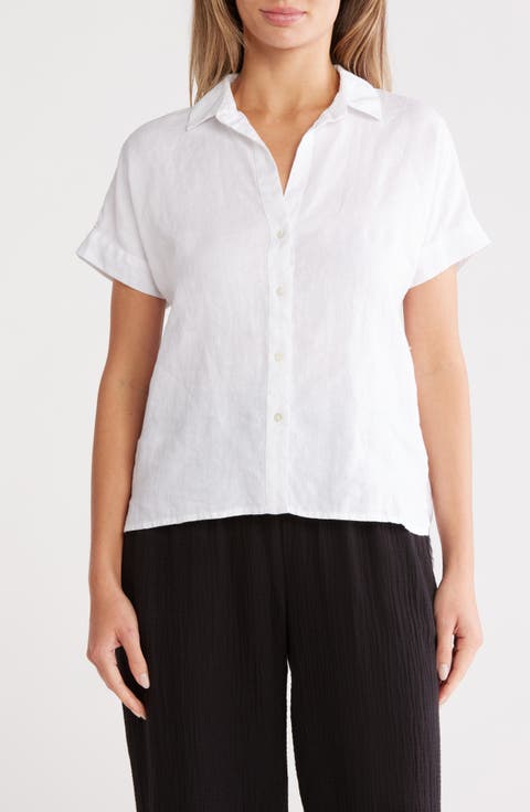 Short Sleeve Linen Button-Up Shirt