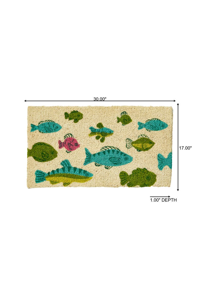 Fish Swimming Non-Slip Coir Mat Multi Coir Summer, Alternate, color, Beige
