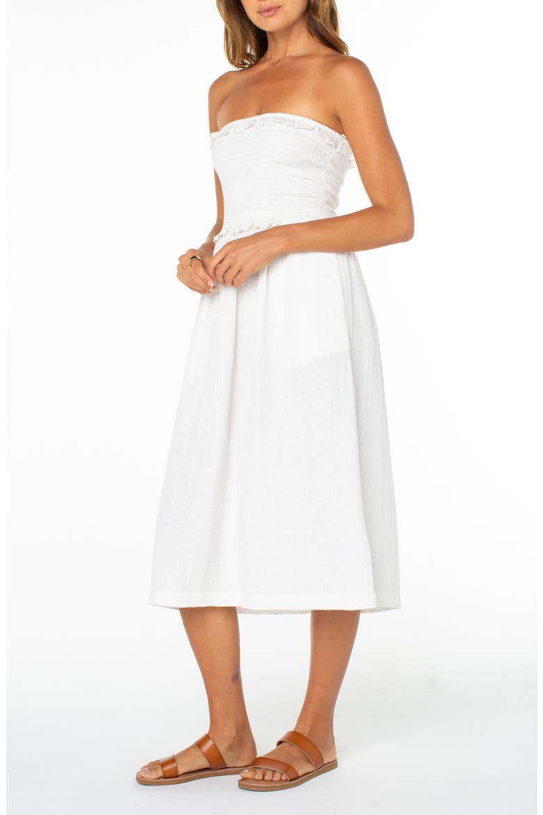 Avalon Strapless Midi Dress, Alternate, color, CLOUD DANCER