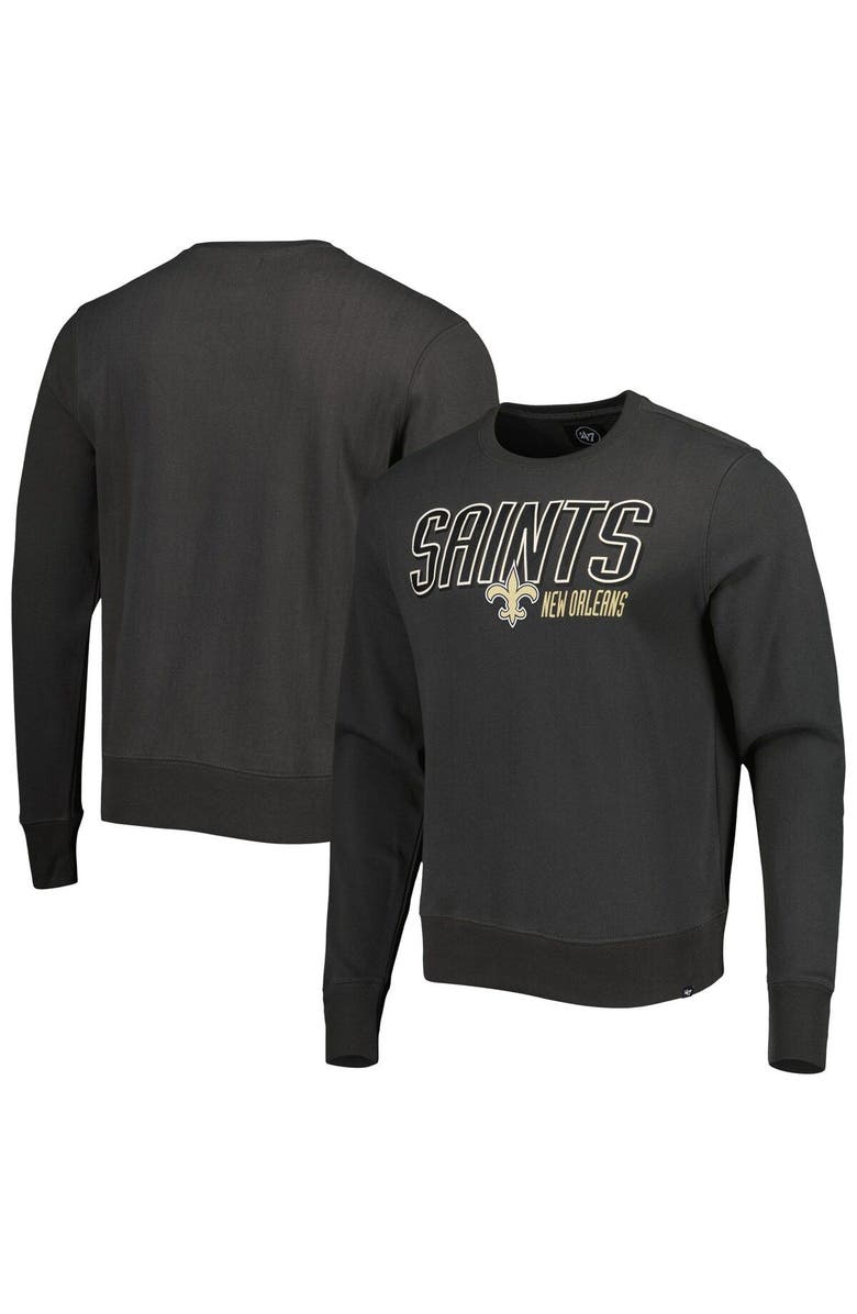 '47 Men's '47 Charcoal New Orleans Saints Locked In Headline Pullover Sweatshirt, Main, color, 