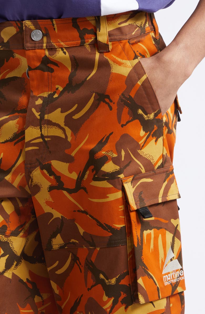 Martine Rose Camouflage Utility Cargo Shorts, Alternate, color, Orange Camo