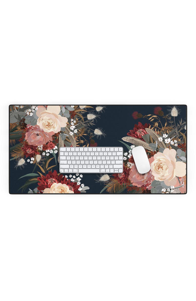 Deny Designs Brielle Boho Floral Print Desk Mat, Alternate, color, Brown/ Black/ Pink Multi