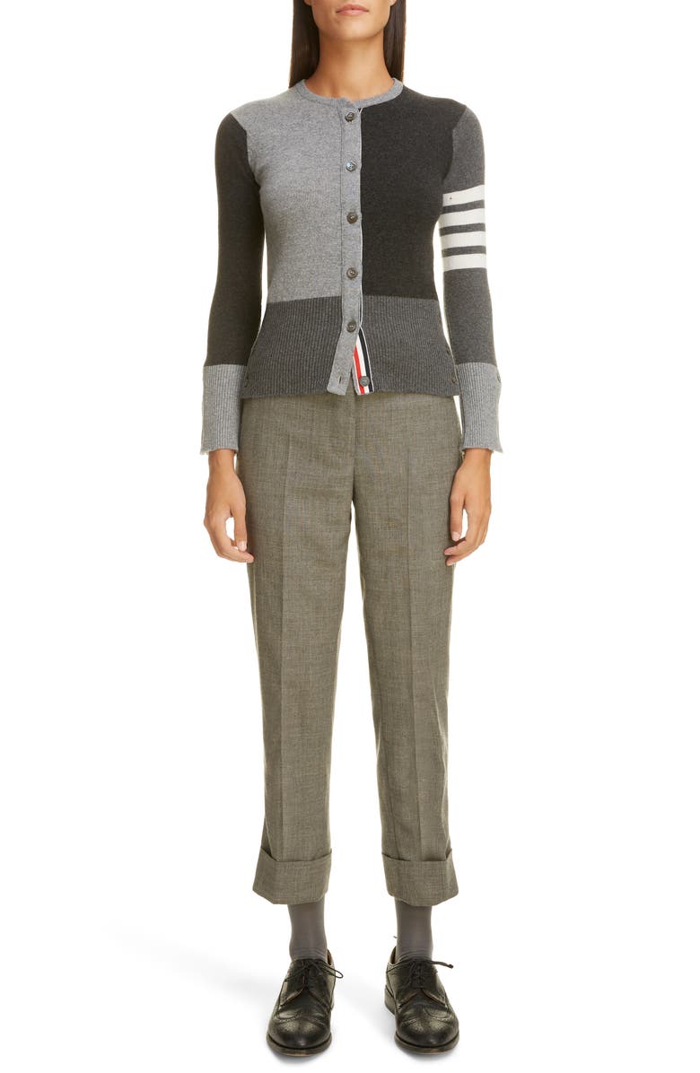 Thom Browne Colorblock Cashmere Cardigan, Main, color, 