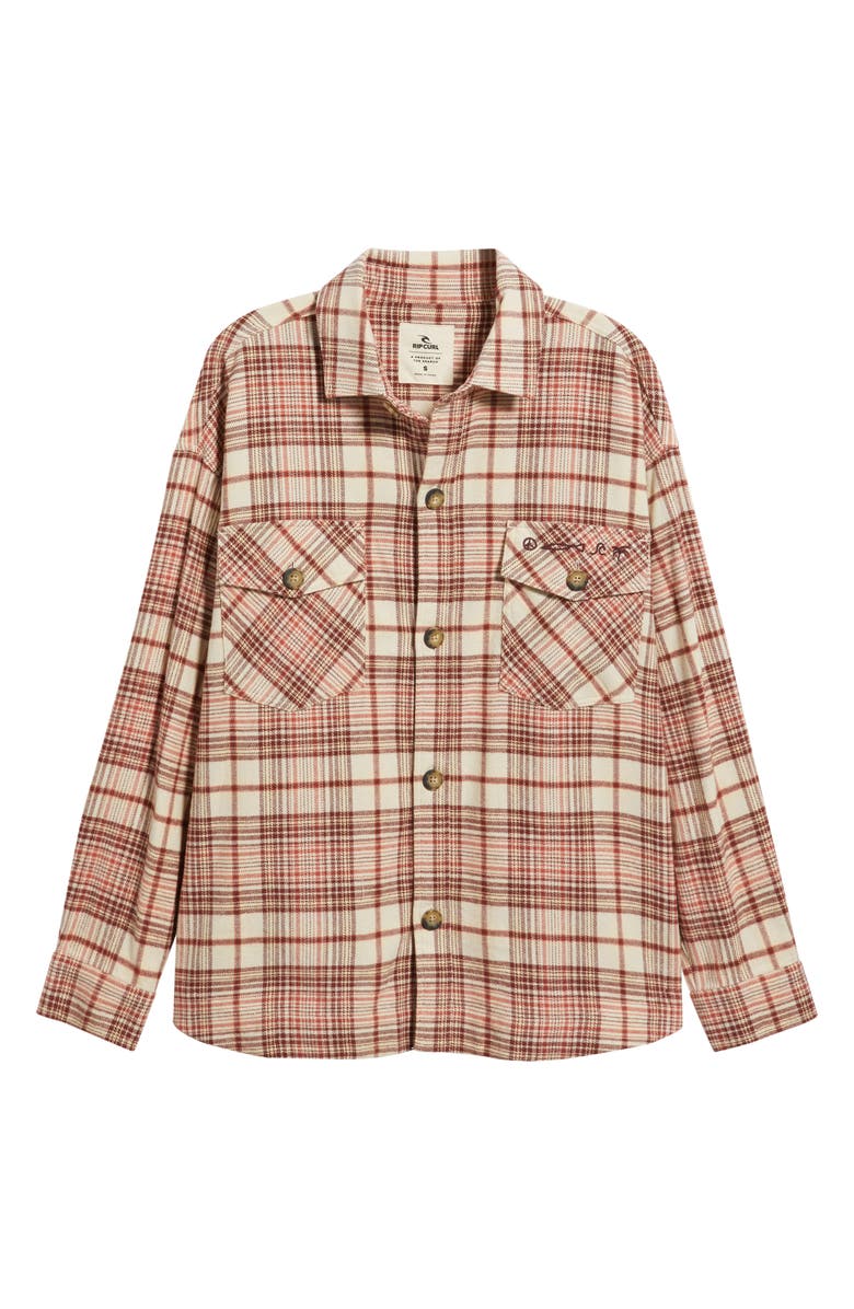 Rip Curl Shore Break Flannel Shirt, Main, color, Rust