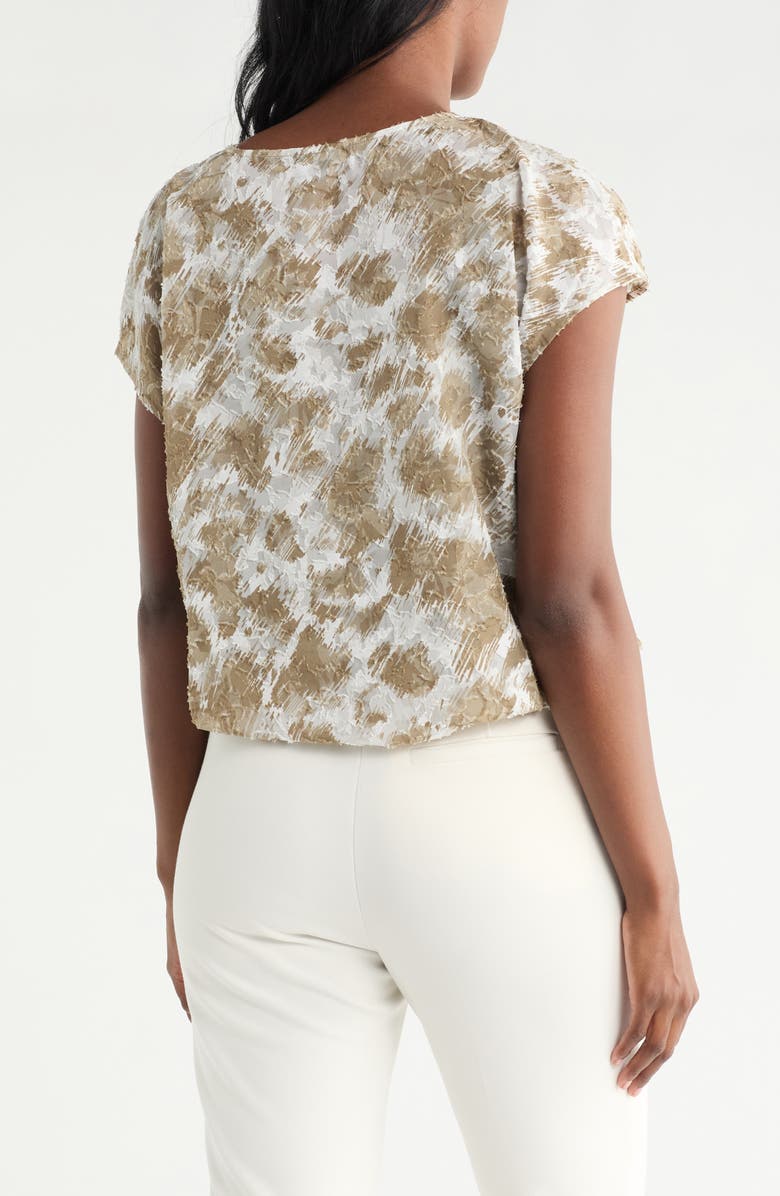 Pleione Textured Sheer Gathered Top, Alternate, color, Taupe Cream Abstract