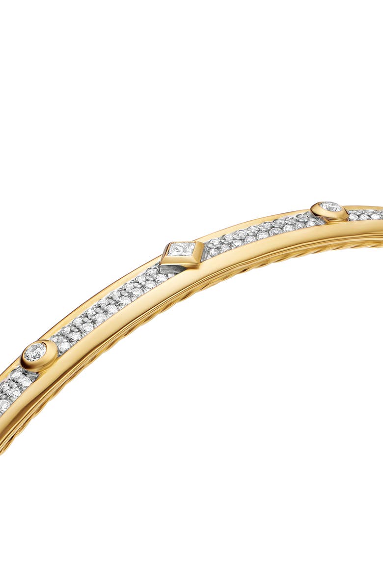 David Yurman Modern Renaissance Bangle Bracelet in 18K Yellow Gold with Full Pavé Diamonds, 4.5mm, Alternate, color, 18K Yellow Gold