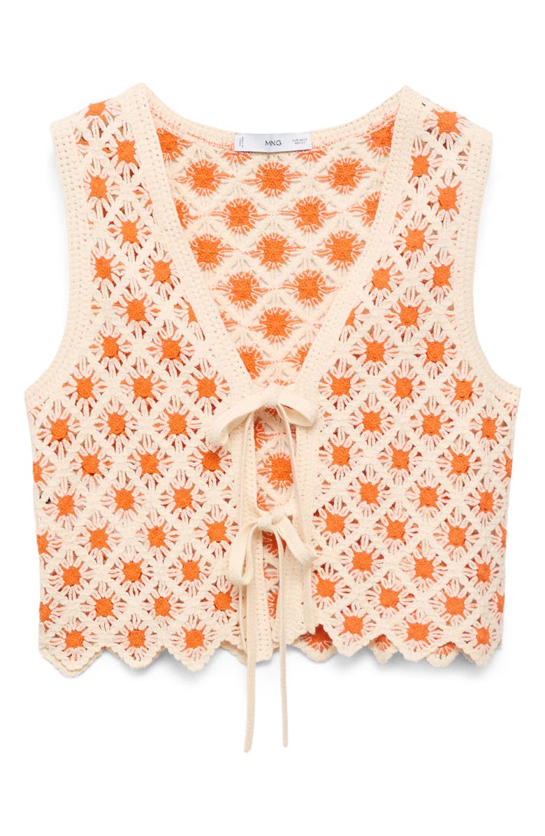 MANGO Cameron Crochet Top, Alternate, color, Orange
