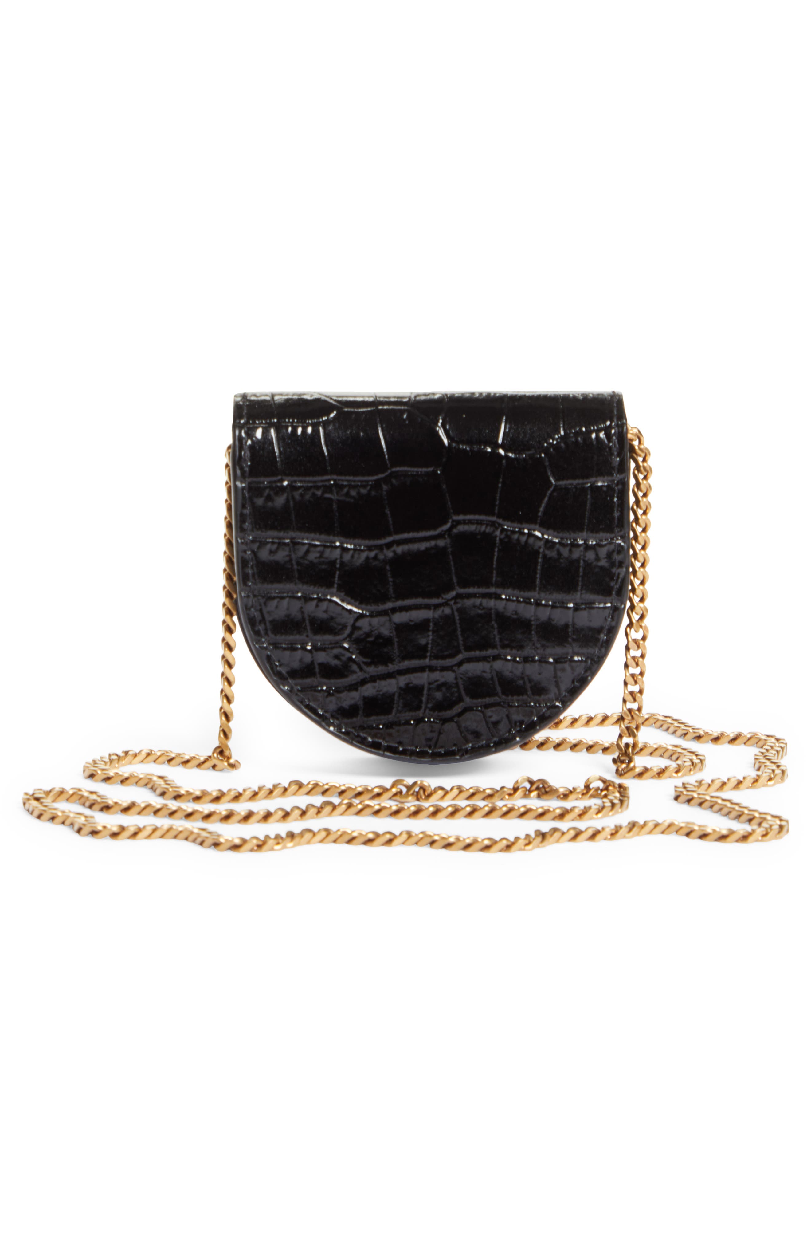 Saint Laurent Baby Kaia Croc Embossed Leather Crossbody Bag, Alternate, color, 