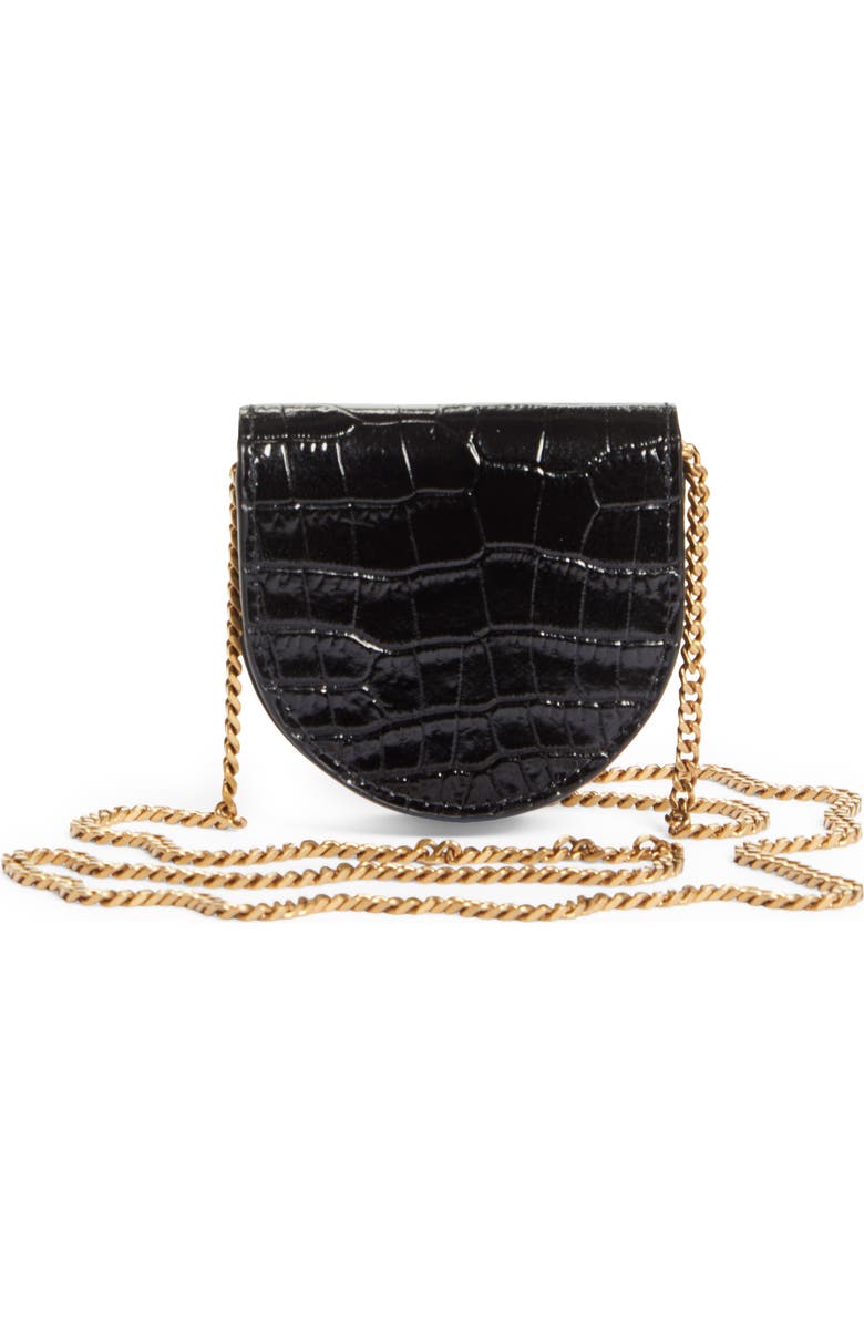 Saint Laurent Baby Kaia Croc Embossed Leather Crossbody Bag, Alternate, color,