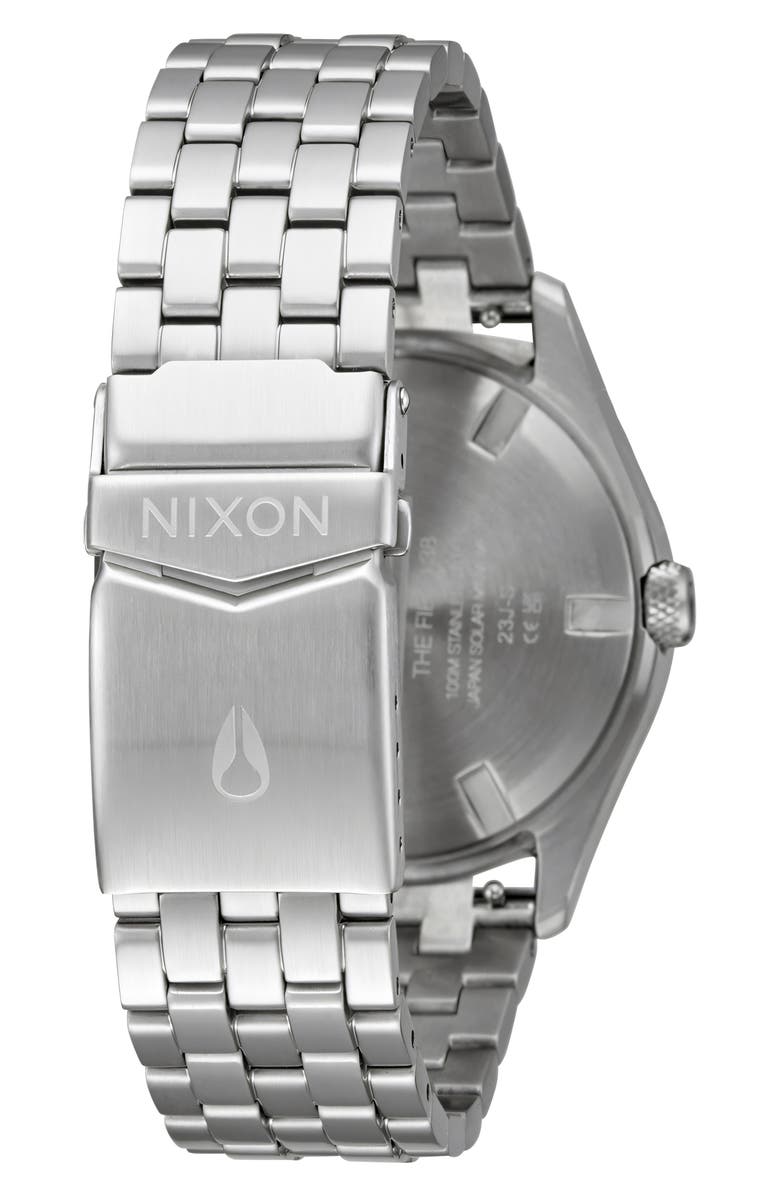 Nixon Echo Solar Automatic Bracelet Watch, 38mm, Alternate, color, Silver / Cloud Dancer