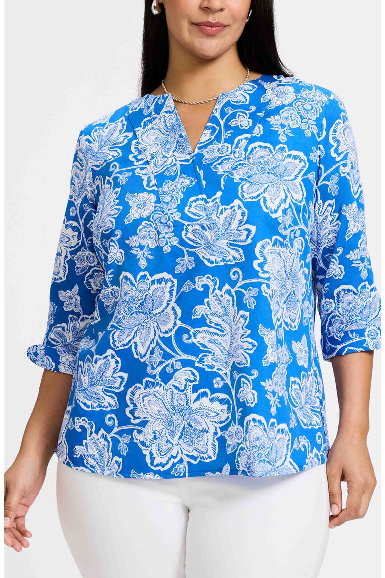 Vena Print Top, Main, color, COBALT BLUE/ WHITE